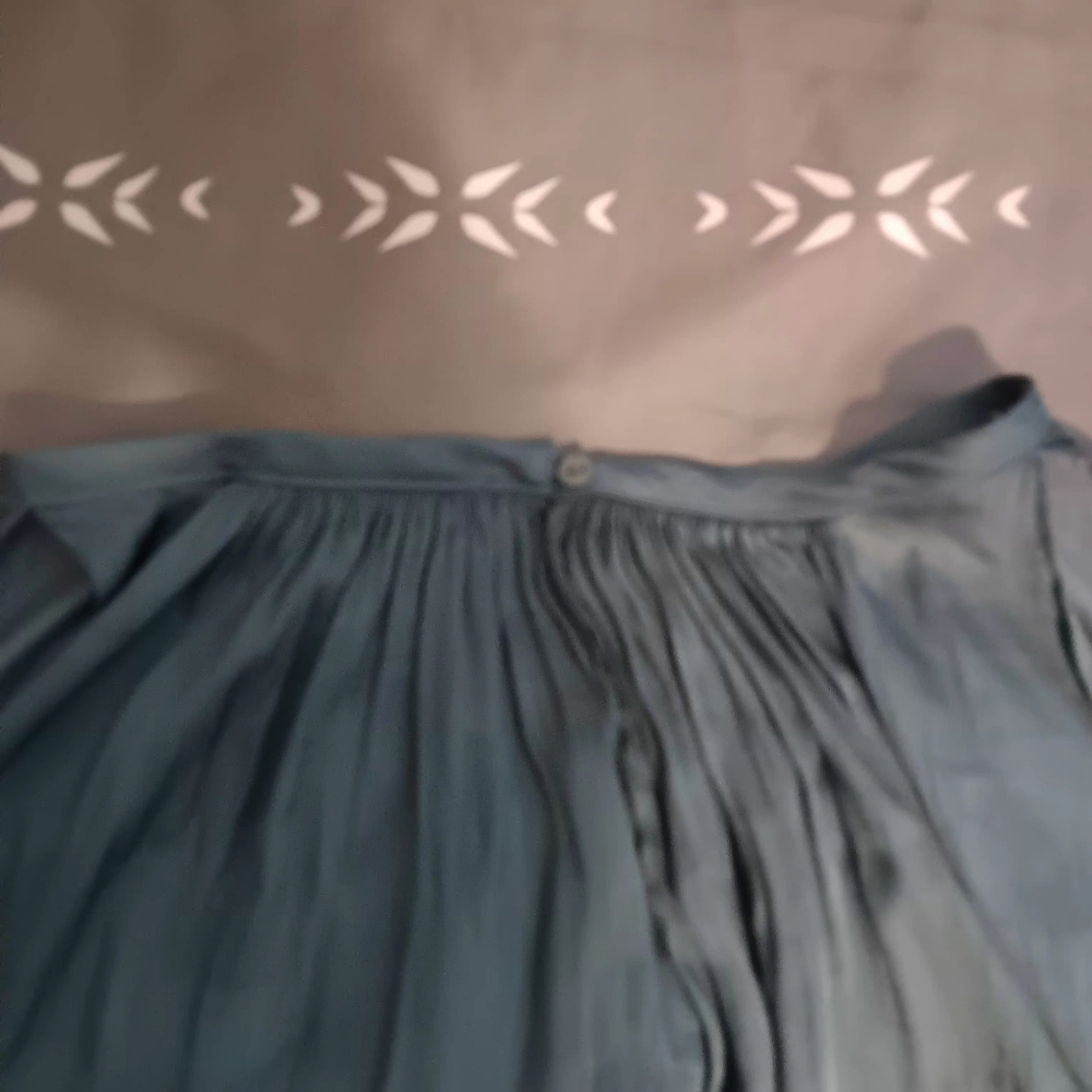 Prologue Silk Slate Blue Pleated High-Low Chiffon - Picture 3 of 9